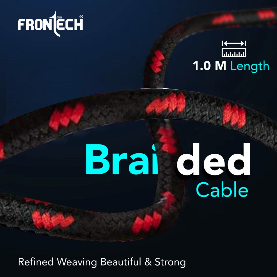 Frontech 17W Super Fast Charging Braided USB to Type-C Cable | 1M, 3.4A (1035) Frontech 17W Super Fast Charging Braided USB to Type-C Cable | 1M, 3.4A (1035)